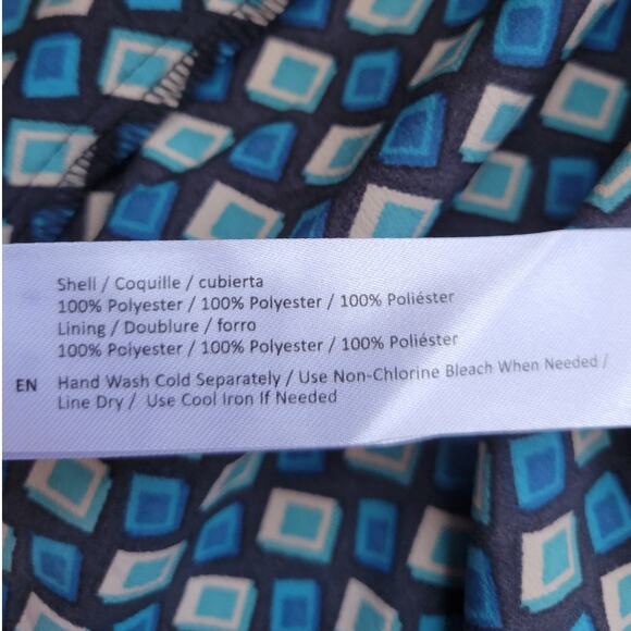 NWT Band of the Free Genevieve Teal Diamond Long Sleeve Mini Dress Mod 60's Vibe - Picture 9 of 10